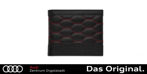 Original Audi Sport Geldbörse Leder, Herren, schwarz-rot 3152201200 Original Audi Sport Geldbörse Leder, Herren, schwarz-rot 3152201200