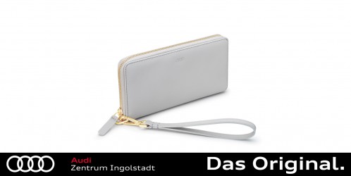 Original Audi Geldbörse Leder mit Handschlaufe, Damen, grau 3152400200 Original Audi Geldbörse Leder mit Handschlaufe, Damen, grau 3152400200