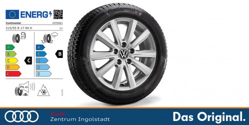 Original VW Arteon Winterkomplettradsatz, Merano, Brillantsilber, 17 Zoll 215/55 R17 94H, Continental WinterContact TS 870 P Seal Original VW Arteon Winterkomplettradsatz, Merano, Brillantsilber, 17 Zoll 215/55 R17 94H, Continental WinterContact TS 870 P Seal