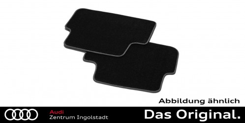 Original Audi A4/S4 (Limousine/Avant/Allroad) (8W) / A5/S5 (Sportback) (F5) Textilfußmatten Satz Hinten, ohne Befestigungspunkte, schwarz/stahlgrau Original Audi A4/S4 (Limousine/Avant/Allroad) (8W) / A5/S5 (Sportback) (F5) Textilfußmatten Satz Hinten, ohne Befestigungspunkte, schwarz/stahlgrau
