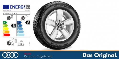 Original VW Tiguan (II) Winterkomplettradsatz, Corvara, Brillantsilber, 17 Zoll 215/65 R17 103H, Bridgestone Blizzak LM-005 Original VW Tiguan (II) Winterkomplettradsatz, Corvara, Brillantsilber, 17 Zoll 215/65 R17 103H, Bridgestone Blizzak LM-005