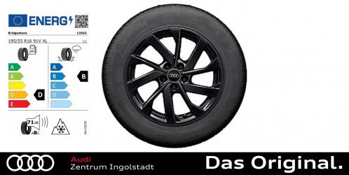 Original Audi A1 Sportback (GB) 16 Zoll Winterkomplettradsatz 10-Speichen-Turbine, schwarz 6,5Jx16 ET 40 195/55 R16 91V XL Bridgestone Blizzak LM001 AO Original Audi A1 Sportback (GB) 16 Zoll Winterkomplettradsatz 10-Speichen-Turbine, schwarz 6,5Jx16 ET 40 195/55 R16 91V XL Bridgestone Blizzak LM001 AO