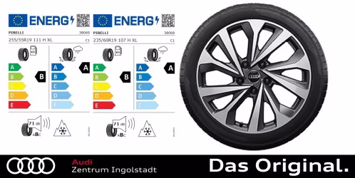 Original Audi Q6 e-tron / Sportback e-tron 19 Zoll Winterkomplettradsatz 5-Doppelarm-Flag Hinterachse: 255/55 R19 111H XL 9,0Jx19 ET 45 Vorderachse: 235/60 R19 107H XL 8,0Jx19 ET 40 Original Audi Q6 e-tron / Sportback e-tron 19 Zoll Winterkomplettradsatz 5-Doppelarm-Flag Hinterachse: 255/55 R19 111H XL 9,0Jx19 ET 45 Vorderachse: 235/60 R19 107H XL 8,0Jx19 ET 40