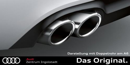 Original Audi A4 (8W) / A5 (F5) Sport-Endrohrblenden, silber verchromt, für Fahrzeuge mit Einzelendrohr links und rechts 8W0071762 Original Audi A4 (8W) / A5 (F5) Sport-Endrohrblenden, silber verchromt, für Fahrzeuge mit Einzelendrohr links und rechts 8W0071762