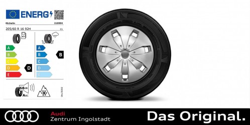 Original Audi Q2 Winterkomplettradsatz aus Stahl mit Radvollblende 205/60 R16 92H, MICHELIN Alpin 5 AO Original Audi Q2 Winterkomplettradsatz aus Stahl mit Radvollblende 205/60 R16 92H, MICHELIN Alpin 5 AO