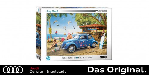 Original VW Käfer vor der Surfer Hütte, 1.000 Teile Original VW Käfer vor der Surfer Hütte, 1.000 Teile