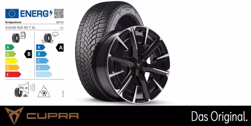 Original SEAT CUPRA Born 17 Zoll Winterkomplettradsatz Firestorm schwarz / Machined Bridgestone Blizzak LM005 / 215/45 R20 95 T XL (+) / 8,0J x 20 ET50 Original SEAT CUPRA Born 17 Zoll Winterkomplettradsatz Firestorm schwarz / Machined Bridgestone Blizzak LM005 / 215/45 R20 95 T XL (+) / 8,0J x 20 ET50