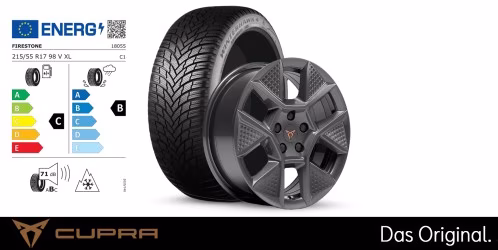 Original SEAT CUPRA Raval 17 Zoll Winterkomplettradsatz Entryo Dark Shadow Firestone WINTERHAWK 4 215/55 R17 98 V XL 7,0J x 17 ET42 Original SEAT CUPRA Raval 17 Zoll Winterkomplettradsatz Entryo Dark Shadow Firestone WINTERHAWK 4 215/55 R17 98 V XL 7,0J x 17 ET42