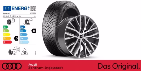 Original SEAT Leon 18 Zoll Winterkomplettradsatz Performance Xcellence schwarz / silber Semperit SPEED-GRIP 5 / 225/40 R18 92 V XL / 7,5J x 18 ET46 Original SEAT Leon 18 Zoll Winterkomplettradsatz Performance Xcellence schwarz / silber Semperit SPEED-GRIP 5 / 225/40 R18 92 V XL / 7,5J x 18 ET46