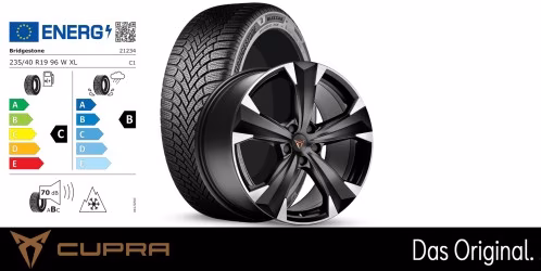 Original SEAT CUPRA Ateca 17 Zoll Winterkomplettradsatz Dynamic silber Bridgestone Blizzak 6 / 235/40 R19 96 W XL / 8,0J x 19 ET45 Original SEAT CUPRA Ateca 17 Zoll Winterkomplettradsatz Dynamic silber Bridgestone Blizzak 6 / 235/40 R19 96 W XL / 8,0J x 19 ET45