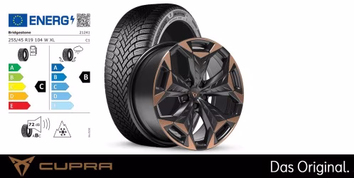 Original SEAT CUPRA Terramar 19 Zoll Winterkomplettradsatz Cosmic Copper Black R + Tech Copper Machined Bridgestone BLIZZAK 6 255/45 R19 104 W XL 8,5J x 19 ET38 Original SEAT CUPRA Terramar 19 Zoll Winterkomplettradsatz Cosmic Copper Black R + Tech Copper Machined Bridgestone BLIZZAK 6 255/45 R19 104 W XL 8,5J x 19 ET38