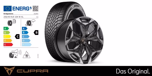 Original SEAT CUPRA Terramar 19 Zoll Winterkomplettradsatz Cosmic schwarz/ glanzgedreht Bridgestone BLIZZAK 6 255/45 R19 104 W XL 8,5J x 19 ET38 Original SEAT CUPRA Terramar 19 Zoll Winterkomplettradsatz Cosmic schwarz/ glanzgedreht Bridgestone BLIZZAK 6 255/45 R19 104 W XL 8,5J x 19 ET38